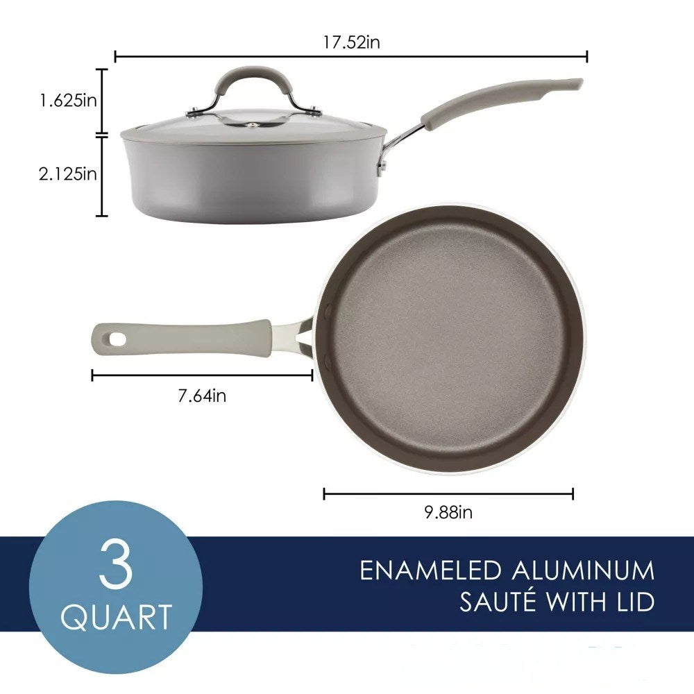 Cook + Create Aluminum Nonstick Saute Pan with Lid 3qt Gray Doba